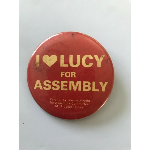 Vintage I love lucy assembly campaign election Pinback Button Pin - Picture 1 of 3